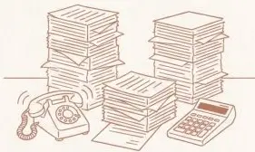 Pile of business documents symbolizing manual workflows and fragmented data before modern AI-powered automation.