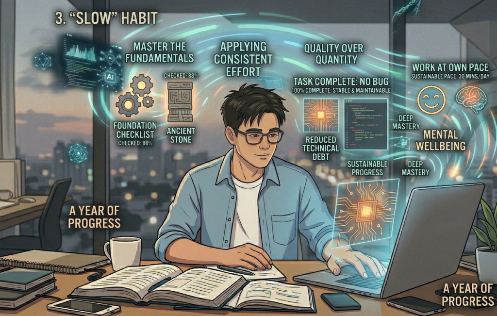 Building a stable tech career through consistent and focused work