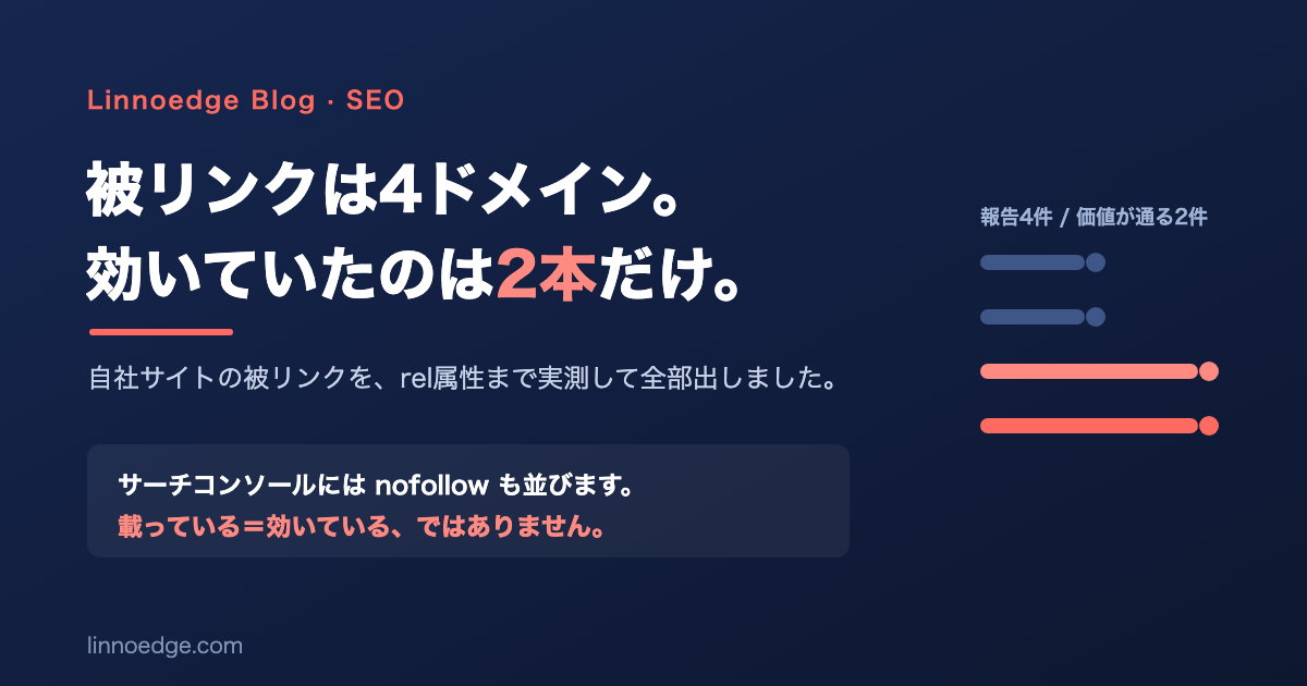 被リンク調査：サーチコンソールの4ドメインを実測したら2本だった